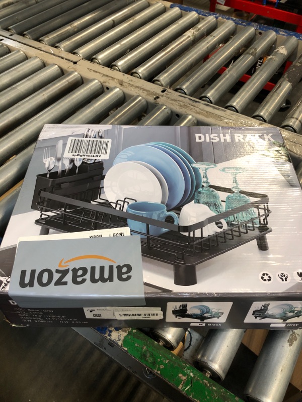 Photo 1 of MOUKABAL Dish Drying Rack, Dish Rack, Stainless Steel Dish Racks for Kitchen Counter, Dish Drainer with Removable Utensil Holder, Drainboard and Swivel Spout(Black)