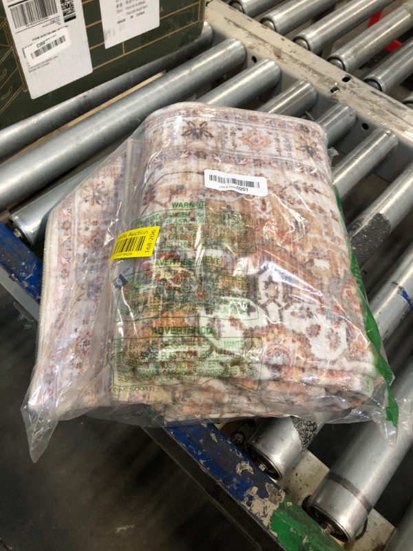 Photo 1 of Madane Runner Rug 2x8, Washable Hallway Runner Rugs, Non-Slip Low-Pile Soft Kitchen Rug Runner Laundry Room Rug, Vintage Throw Entry Foyer Mat for Entrance Living Room (Brown/Gold, 2 x 8)