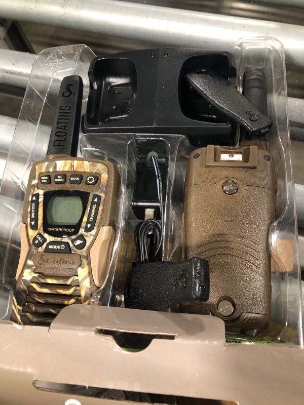 Photo 3 of PRICE DROP, FINAL Sale!!!!!!!!!!!!!!!!!!!!!!! Cobra ACXT1035R FLT CAMO Waterproof Walkie Talkies - Rechargeable, Floats, 22 Channels, Long Range 37-Mile Two-Way Radio Set (2-Pack) only one works!!!