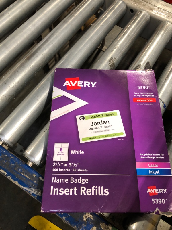 Photo 2 of Avery Name Badge Insert Refills, Laser/Ink Jet - 400 inserts