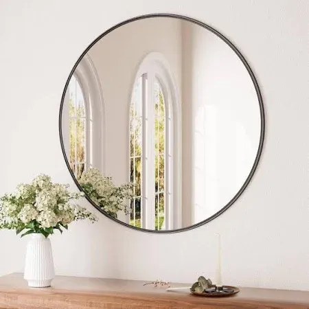 Photo 1 of 
Round Mirror 16 Inch Black Metal Framed Wall Mounted Circle Mirror for Living Room,Vanity,Wall Mirror for Entryway and Bedroom