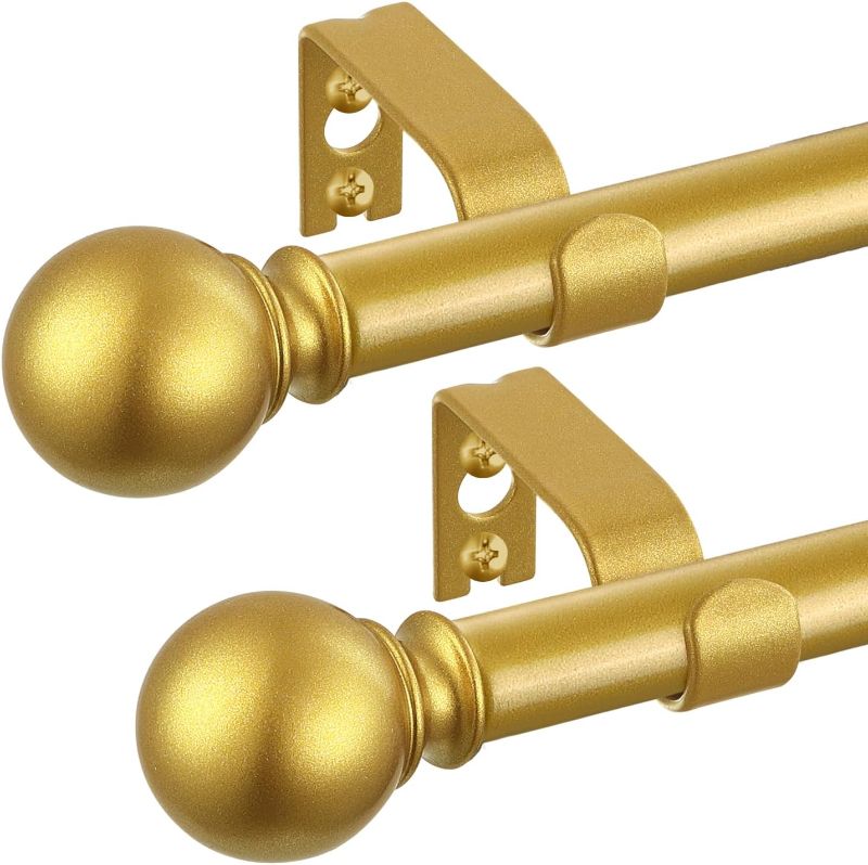 Photo 2 of 2 Pack Gold Curtain Rods 48 to 84 Inches(4-7 Feet),5/8 inch Splicing Drapery Rods,Small Curtain Rods Set,Size: 36''-88'',Brass Gold
