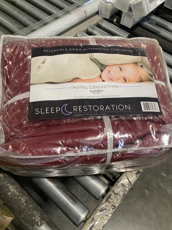 Photo 2 of Sleep Restoration All Season King/Cal King Size Comforter,Reversible Burgundy/Black, Down Comforter Alternative,Hotel Quality Bedding Comforters From The Makers Of Beckham Hotel Collection Bed Pillows