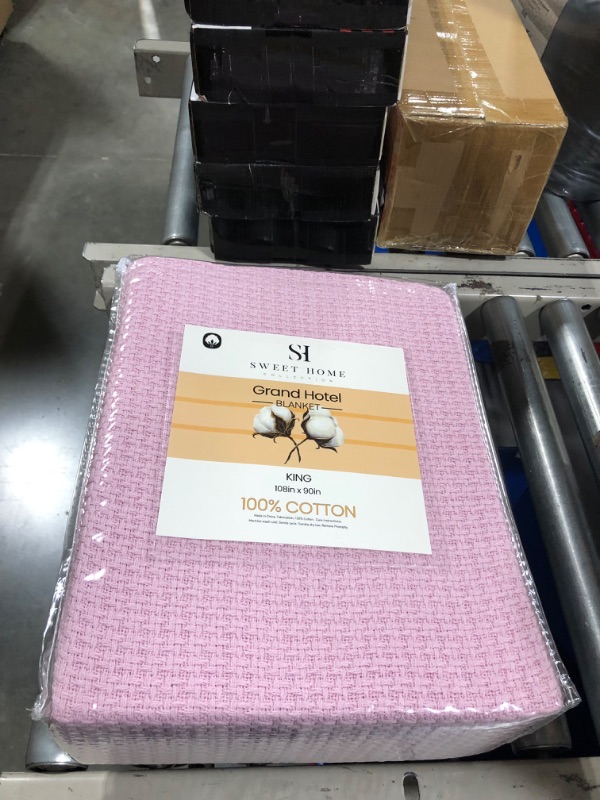 Photo 1 of 100% Cotton Blanket, Grand Luxury Breathable Basketweave Design by Sweet Home Collection™