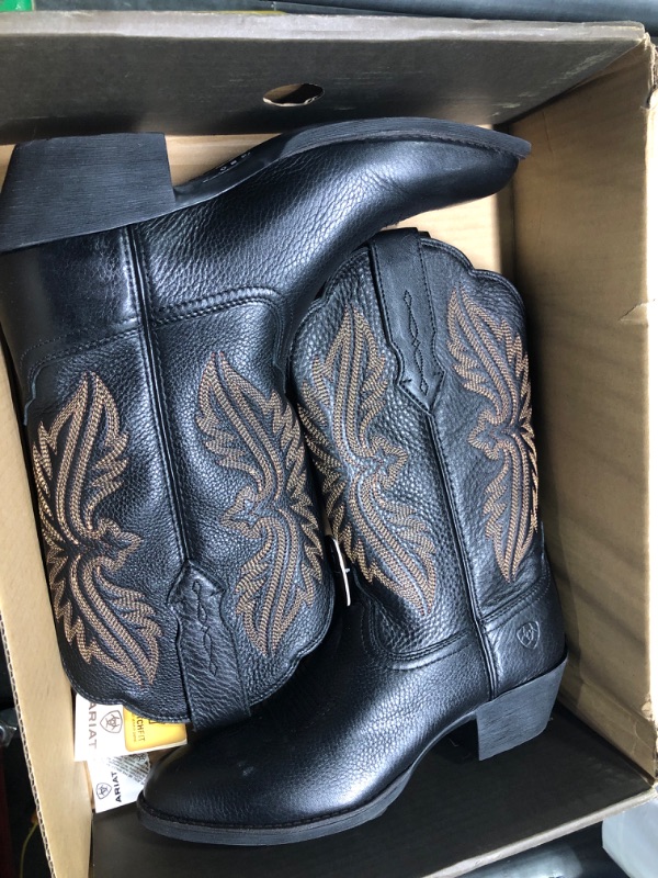 Photo 2 of ARIAT BMVY9 Womens Heritage R Toe StretchFit Western Boot Black Deertan 8.5 Wide