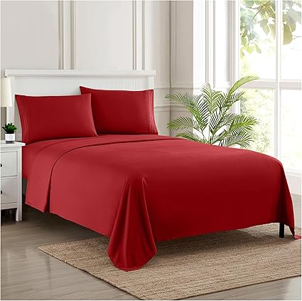 Photo 1 of 1800 Thread Count Sheet Set – Soft Egyptian Quality Brushed Microfiber Sheets – Luxury Bedding Set with Flat Sheet, Fitted Sheet, 2 Pillow Cases (Pack of 12)
