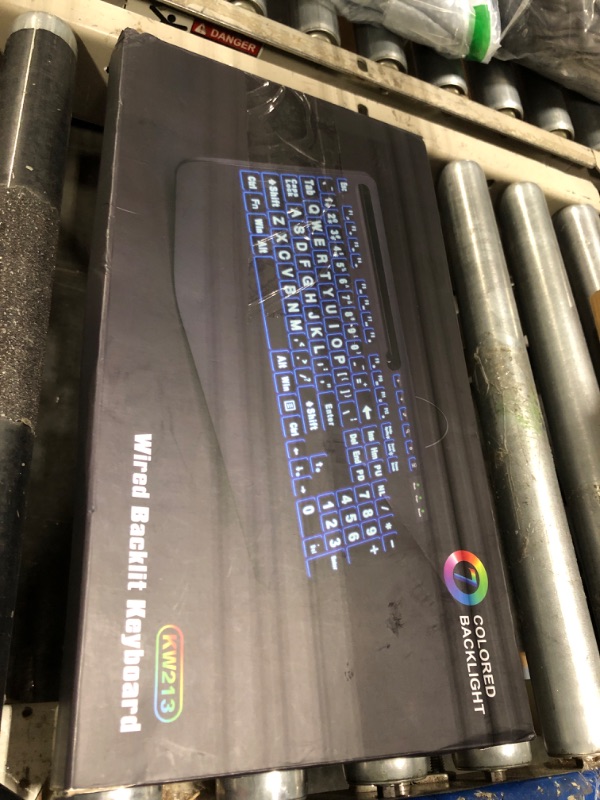 Photo 1 of SABLUTE Large Print Backlit Computer Keyboards, Wired Lighted USB Keyboards with 7-Color Backlit, Wrist Rest, Phone Holder, Easy to Read and Type for Laptop, PC, Windows, Desktop