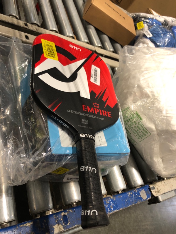 Photo 2 of A11N Empire Edgeless Pickleball Paddle – Carbon Fiber Paddle with Longer Handle Design for Double-Handed Backhand & SuperGrit Surface Texture Technology, ControlMax - Wide Body Shape, Red