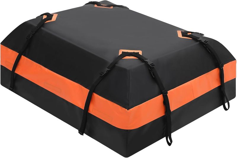 Photo 3 of 
Car Rooftop Cargo Carrier Bag 21 Cubic Feet - Waterproof, Fits All Cars, Easy Installation, 8 Reinforced Straps, 6 Door Hooks, Luggage Lock