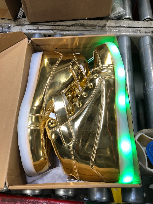 Photo 1 of IGxx LED Light Up Shoes for Men USB Recharging High Top LED Sneakers Women Kids Gold