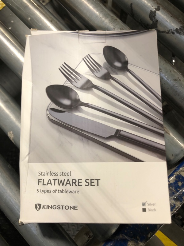 Photo 2 of 40 Piece Silverware Set, KINGSTONE Flatware Set for 8, 18/10 Stainless Steel Cutlery Set Mirror Polished Modern Design Dishwasher Safe