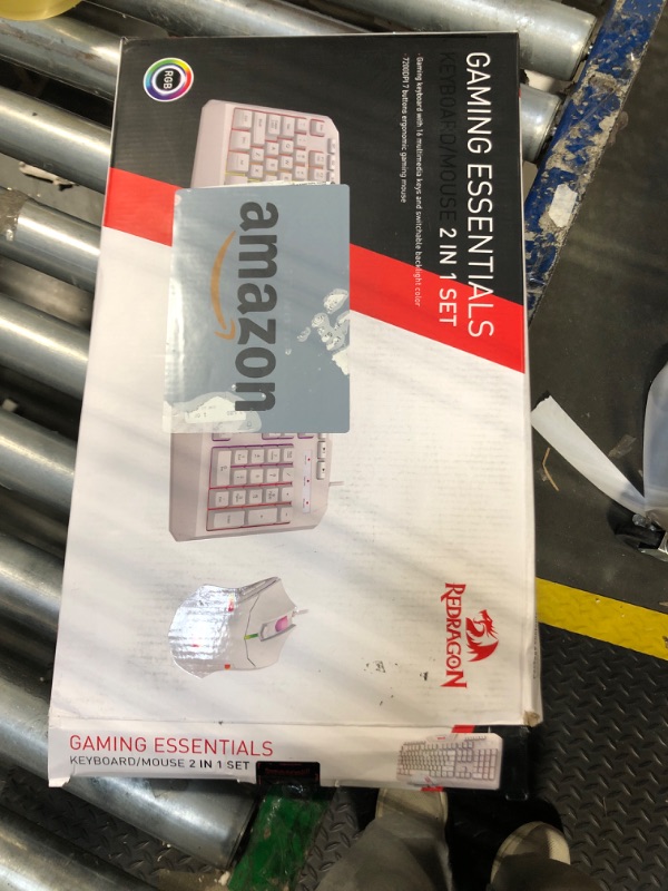 Photo 1 of Redragon S101 Wired RGB Backlit Gaming Keyboard with Multimedia Keys Wrist Rest and Red Backlit Mouse Combo 3200 DPI for Windows PC Gamers (White)