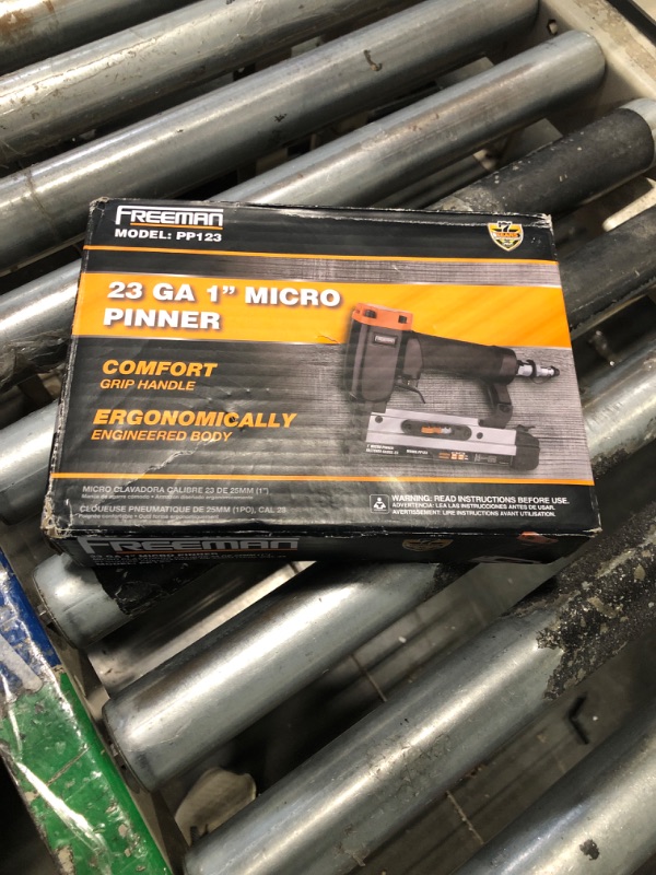 Photo 2 of ***USED***Freeman PP123 Pneumatic 23-Gauge 1" Micro Pinner Ergonomic and Lightweight Nail Gun with Safety Trigger and Pin Size Selector for Crafts, Moulding, and Picture Frames1032183404
LPNO281301237
