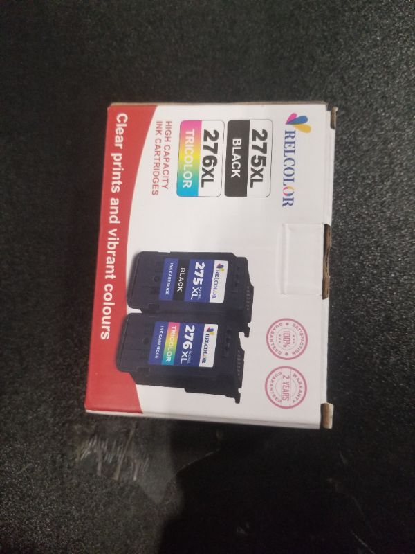 Photo 1 of Relcolor Remanufactured Ink Cartridge Replacement for Canon 275XL 276XL 275 276 XL PG275 CL276 (Black and Tricolor, 2-Pack) Work with TS3520 TS3522 TS3500 TR4720 TR4700 TR4722 Printer, PG 275 CL 276