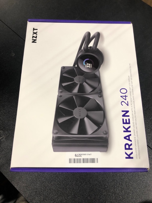 Photo 2 of ***USED***NZXT Kraken 240-240mm AIO CPU Liquid Cooler - Customizable 1.54"" Square LCD Display for Images, Performance Metrics and More - High-Performance Pump - 2 x F120P Fans - Black