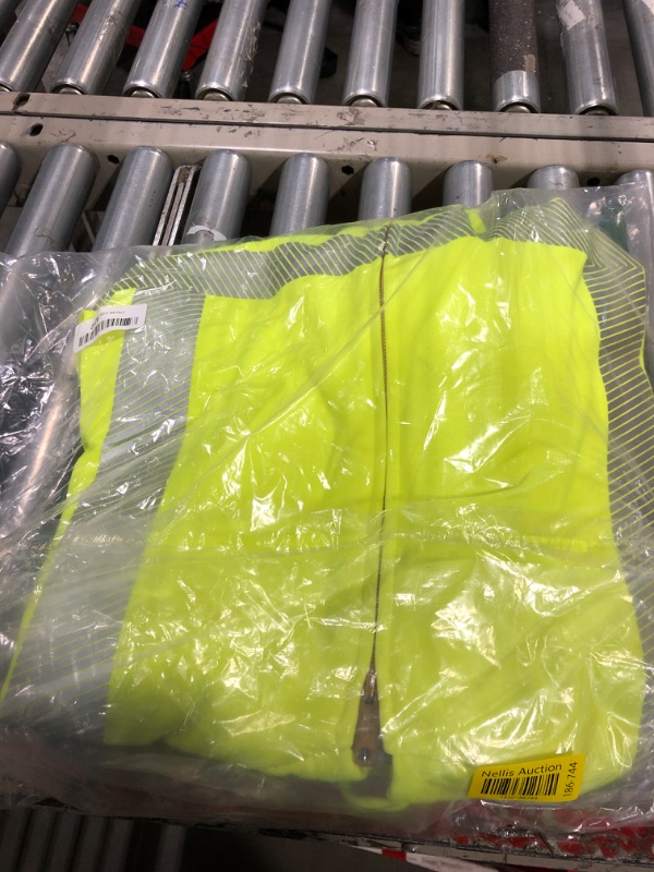 Photo 1 of  Carhartt Men's High Visibility Loose Fit Midweight Thermal Lined Full Zip Class 3 Sweatshirt, Brite Lime, Large