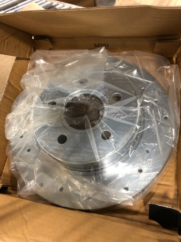 Photo 2 of ** 4 pack**AutoShack Rear Drilled Slotted Brake Rotors Silver Pair of 2 Driver and Passenger Side Replacement for Subaru XV Crosstrek 2012-2023 Impreza 2014-2018 Forester 2016-2023 Crosstrek AWD PR1080964DSZPR