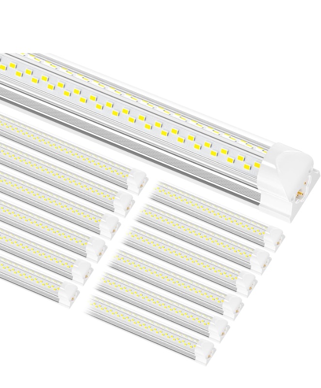 Photo 1 of 12 LED Shop Light, 8' 100W 15000lm 6000K (12 Pack), 8 Foot Linkable led Shop Lights with Plug Fixture for Garage Workshop, T8 LED Tube Lights, High Output,