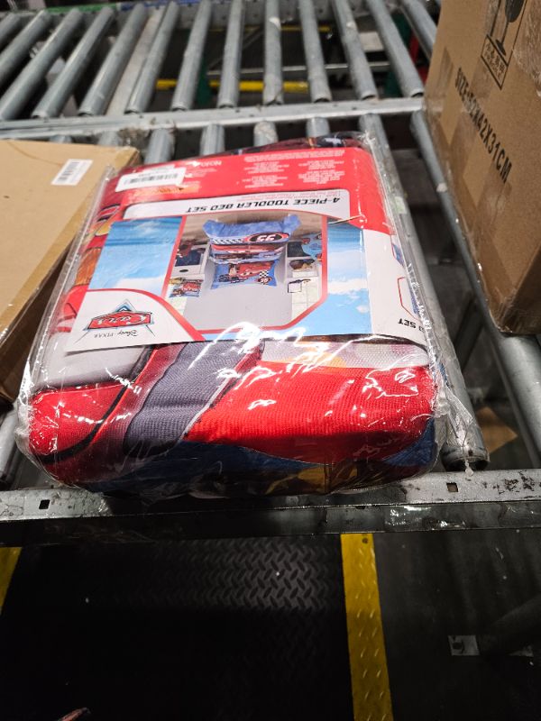 Photo 2 of ***USED***Disney Cars Radiator Springs White, Blue, and Red Lightning McQueen and Tow-Mater 4 Piece Toddler Bed Set - Comforter, Fitted Bottom Sheet, Flat Top Sheet and Reversible Pillowcase