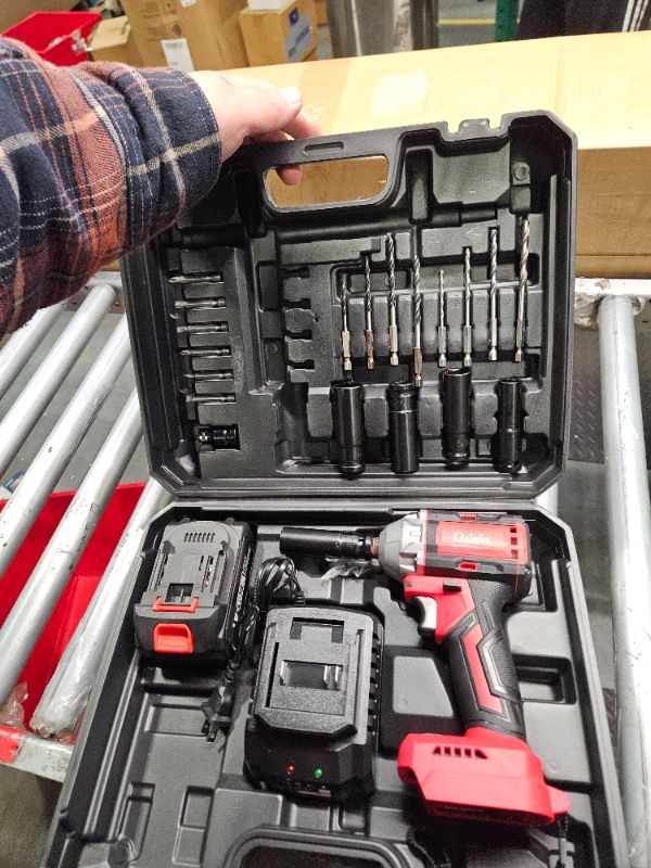 Photo 2 of **USED**
 Osinhe 21V Cordless Impact Wrench, 406Ft-lbs (550N.m) Max Torque, Brushless 1/2 inch Impact Wrench, 1Pcs 4.0Ah Battery, Fast Charger, 5Pcs Driver Sockets, Drill & Screwdriver, Tool Box