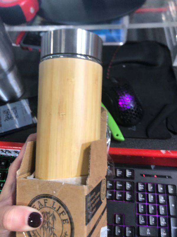 Photo 1 of ***USED***Leaflife Sustainable Bamboo Loose Leaf Tea Tumbler- 17oz Tea Bottle with Infuser- 12 Hrs Hot & Cold-Vacuum Insulated Stainless Steel Tea Thermos Gift for Women, Men- Tea Infuser Travel Mug with Lid
