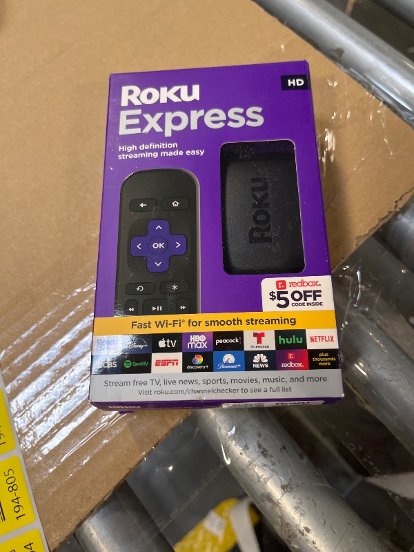 Photo 1 of Roku Express (New) HD Streaming Device, with High-Speed HDMI Cable and Simple Remote (no TV Controls), Guided Setup, and Fast Wi-Fi, with MTC HDMI Cable and USB Extension Cord