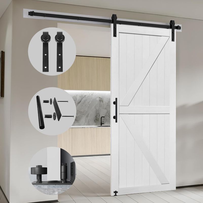 Photo 1 of 
S&Z TOPHAND® 32in x 84in MDF Barn Door with 6.6FT Sliding Door Hardware Kit, 24-54in Solid Barn Door Slab Covered with Water-Proof PVC Surface