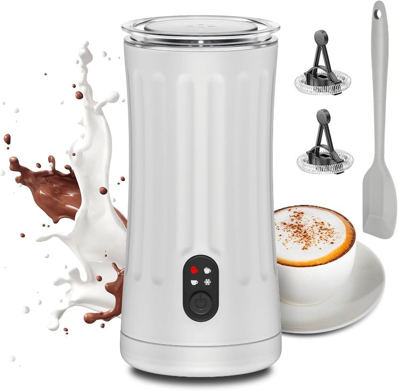 Photo 1 of ***USED***Milk Frother, Upgraded 4-in-1 Milk Frother and Steamer, Hot and Cold Foam Maker and Milk Warmer with Temperature Control & Auto Shut-Off, Frother for Coffee, Latte, Cappuccino, Matcha(White)