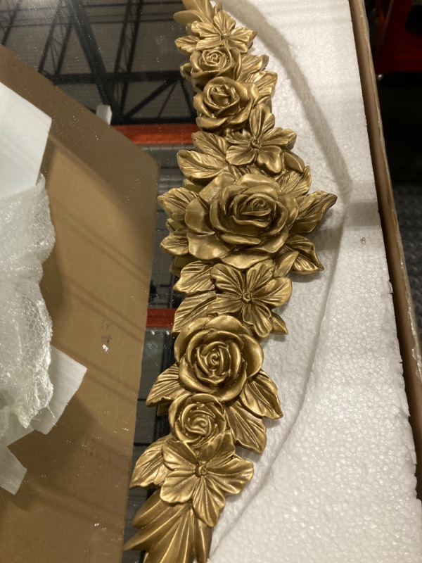 Photo 1 of Antique Gold Arch Wall Mirror, 48"x30" Traditional Vintage Mantel Mirror with Ornate Metal Frame, Baroque Victorian Mirror for Fireplace/Entryway/Bathroom/Living Room/Dining Room