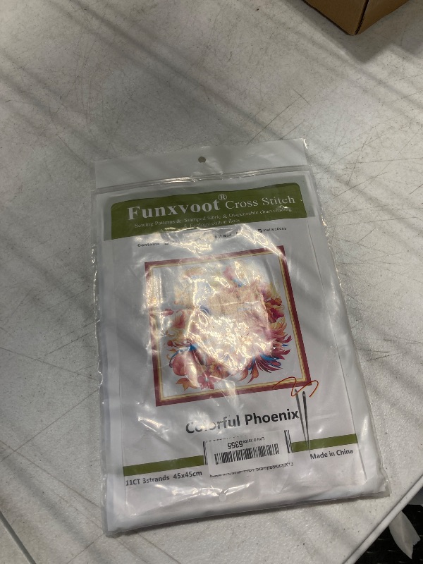 Photo 2 of *NO THREAD* Funxvoot Stamped Cross Stitch Kits Beginners Full Range of Embroidery Kits for Adults 11CT Embroidery Patterns Needlepoint Kits Printed Cross Stitch Kits - (Colorful Phoenix 18x18 inchs)