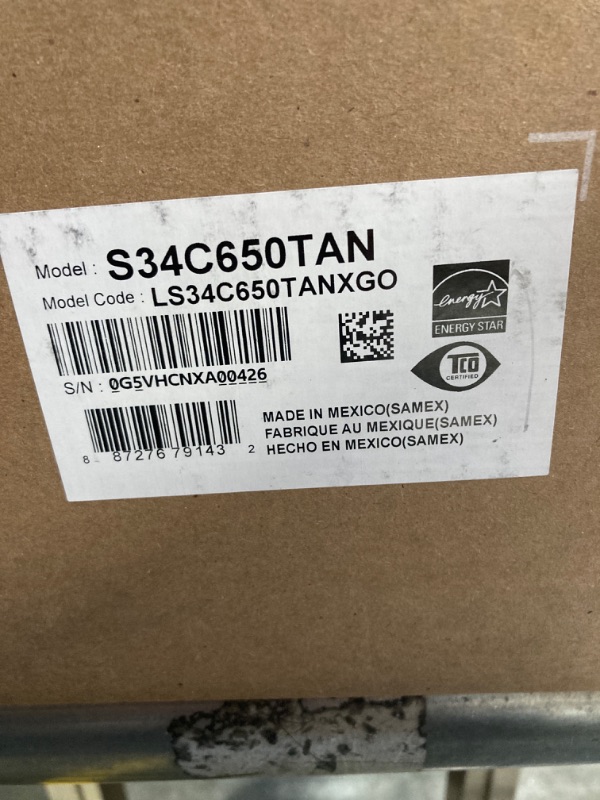 Photo 5 of ***VERY DAMAGE BOX*** SAMSUNG 34” ViewFinity S65TC Series Ultra-WQHD 1000R Curved Computer Monitor, HDR10, 100Hz, AMD FreeSync, Thunderbolt 4, Height Adjustable Stand, Built-in Speakers, Eye Care, LS34C650TANXGO, 2024
