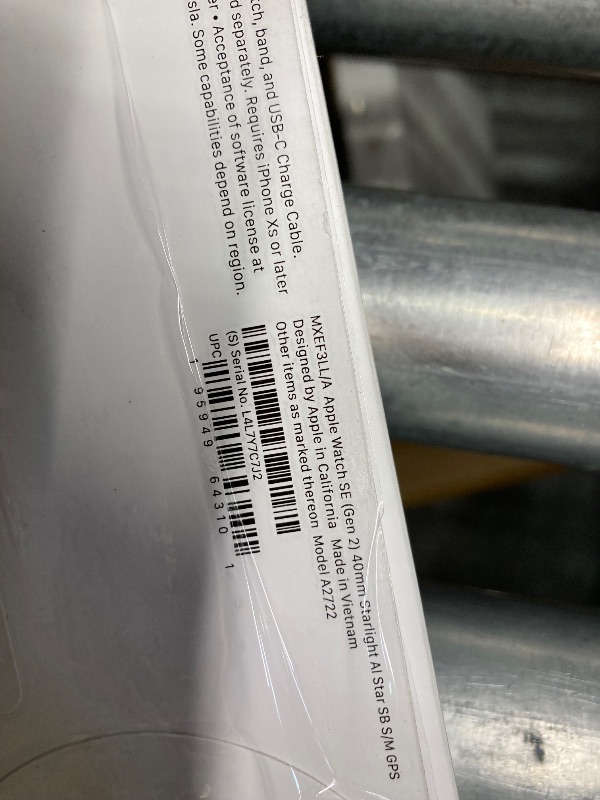 Photo 1 of ***NEW PRODUCT, OPENED FOR INSPECTION*** Apple Watch SE (2nd Gen) [GPS 40mm] Smartwatch with Starlight Aluminium Case with Starlight Sport Band S/M. Fitness and Sleep Trackers