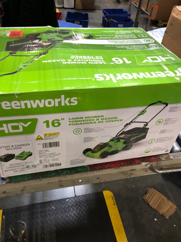 Photo 2 of ***USED***Greenworks 40V 16" Brushless Cordless (Push) Lawn Mower (75+ Compatible Tools), 4.0Ah Battery and Charger Included