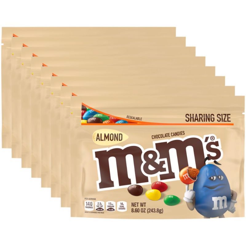 Photo 1 of 8 pack M&M'S Almond Milk Chocolate Candy, Sharing Size, 8.6 oz Bag