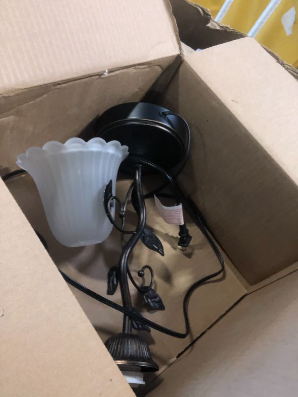 Photo 1 of ***USED***RORIANO Touch Bedside Lamp with 2 USB Charging Ports, 3-Way Dimmable Nightstand Lamps, White Glass Shade Vintage Rural Leaf Lamp for Living Room Tabletop Bedroom Side Table, LED Bulb Included
