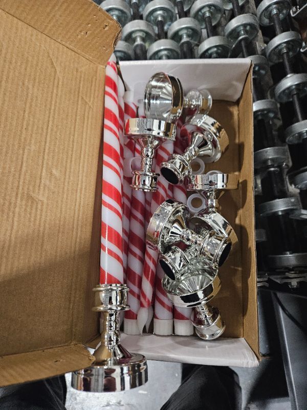 Photo 1 of 8PCS 11” Christmas Flameless Taper Candles with Stand, Flickering Candy Cane Candles Led Candlesticks for Christmas Home Party Decorations(Batteries not Included)