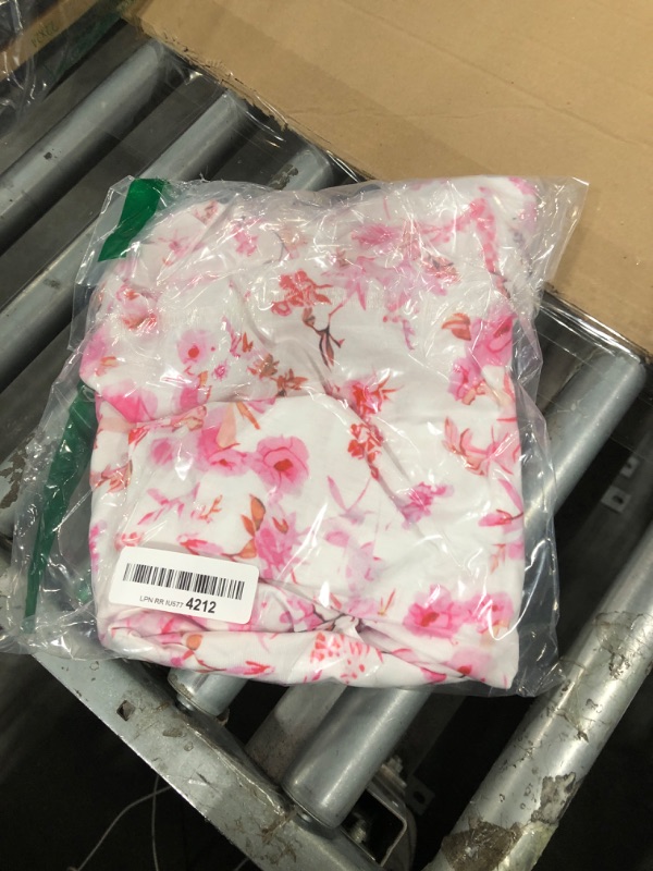 Photo 1 of A-Line Dress for Women Elegant Criss-Cross V Neck Church Vintage Floral Print Casual Tea Fit and Flare Dresses with Pockets 980 Rose White M