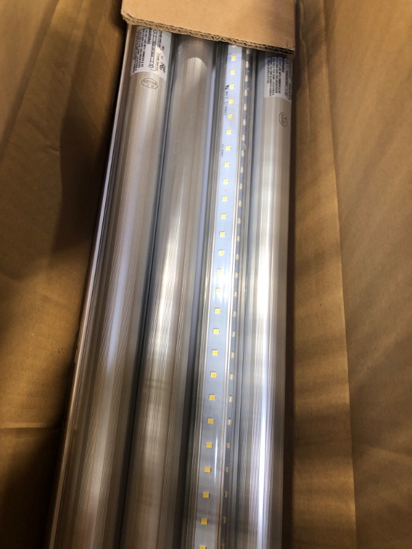 Photo 1 of JESLED R17D/HO 8FT LED Bulbs - (12 Pack) Rotate V Shape, 5000K Daylight 72W, 7200LM, 110W Equivalent F96T12/DW/HO, Clear Cover, T8/T10/T12 Replacement, Dual-End Powered, Ballast Bypass