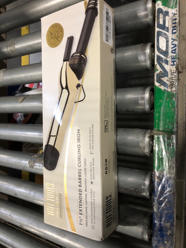 Photo 2 of ***USED***HOT TOOLS New and Improved 24K Gold Professional 2" Extended Barrel Curling Iron with Clamp for Loose Bouncy Curls | 24K Gold Technology for Long-Lasting Results & Longer Barrel for Easy Styling