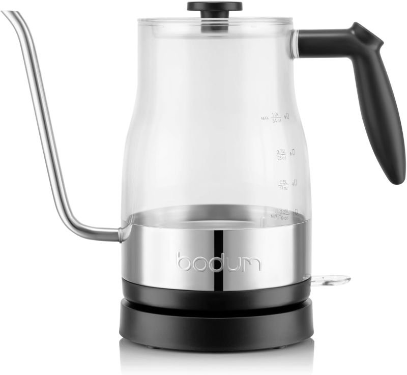 Photo 1 of Bodum 34oz Bistro Gooseneck Electric Water Kettle, Pour Over Coffee & Tea, BPA-Free Plastic, Clear