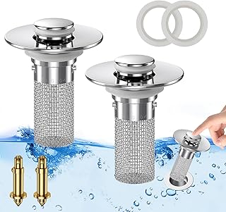 Photo 1 of Bathroom Sink Stopper Hair Catcher, Pop-up Sink Drain Strainer with Removable Stainless Steel Strainer Baske