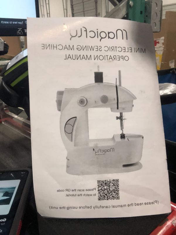 Photo 1 of ***USED***MISSING FOOT PEDAL AND POWER CORD***Sewing Machine, Mini Sewing Machine, Electric Portable Sewing Machine for Beginners, 12 Stitch Dual Speed with Extension Table & Foot Pedal & Sewing Kit (Basic Version)