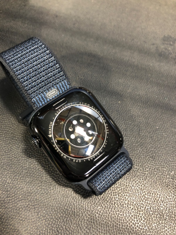 Photo 1 of Apple Watch Series 10 [GPS 42mm case] Smartwatch with Jet Black Aluminium Case with Ink Sport Loop. Fitness Tracker