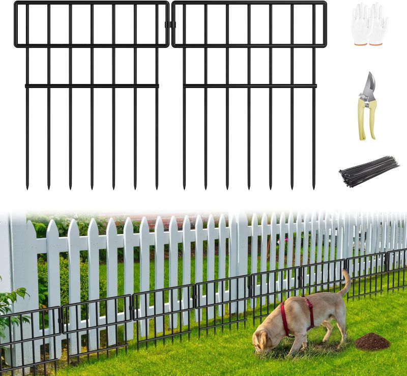 Photo 1 of 25 Panels Animal Barrier Fence No Dig, 27 Ft(L) X 17 in(H) Decorative Garden Edging Fence for Yard, Rustproof Metal Outdoor Garden Fences Borders for Dogs, Small Pets, Landscape, and Lawn