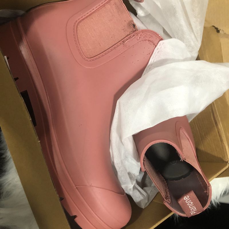 Photo 1 of planone Short rain boots for women waterproof size 9 Hawthorn Red garden shoes anti-slipping chelsea rainboots for ladies comfortable insoles stylish light ankle rain shoes matte outdoor work shoes