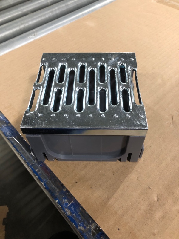 Photo 2 of Four-Way Connector for Gray Plastic Drain with Galvanized Grate UA-100 Series