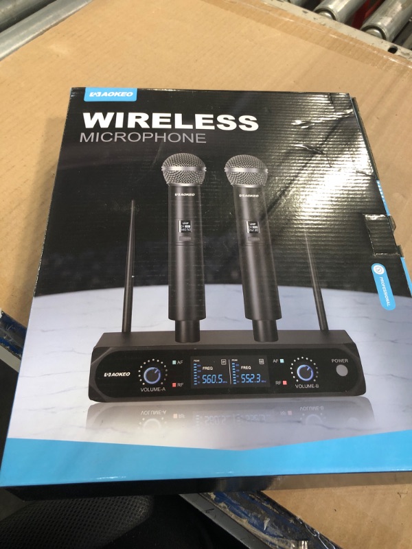 Photo 1 of Aokeo Wireless Microphone System, Metal Wireless Mic Set with Case,Handheld Cordless Dynamic Microphones for Singing, Karaoke, Church, DJ,100ft Range