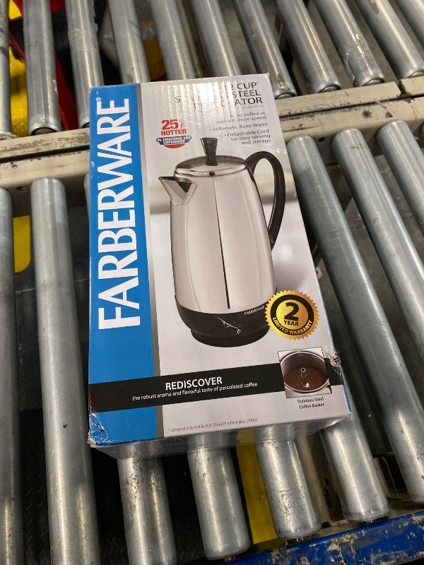 Photo 2 of Farberware FCP412 12-Cup Percolator, Black/Silver