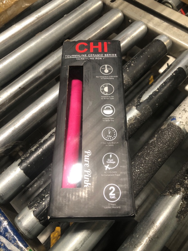 Photo 2 of CHI Tourmaline Ceramic Hair Straightening Flat Iron | 1" Plates | Pure Pink | Professional Salon Model Hair Straightener