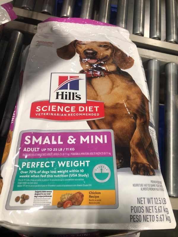 Photo 2 of Hill's Science Diet Perfect Weight, Adult 1-6, Small & Mini Breeds Weight Management Support, Dry Dog Food, Chicken Recipe, 12.5 lb Bag